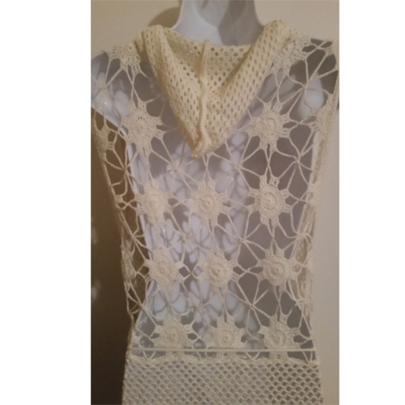 Neslay Paris crochet hooded coverup layer layering knit top y2k swim cover up - Picture 3 of 4